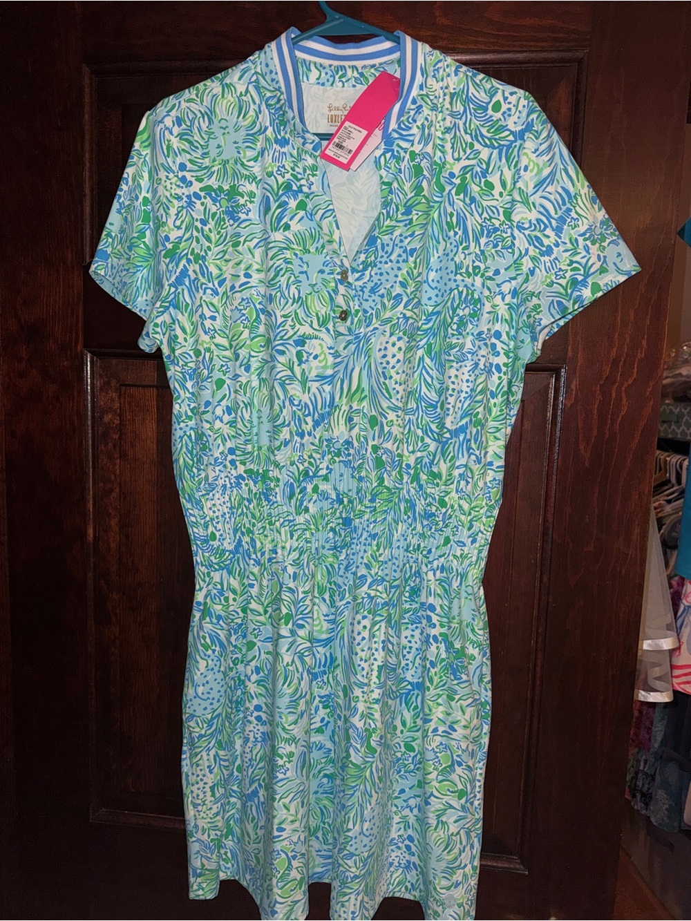 NWT Lilly Pulitzer UPF +50 Luxletic Love Active Dress Hydra Blue Dandy Lions New
